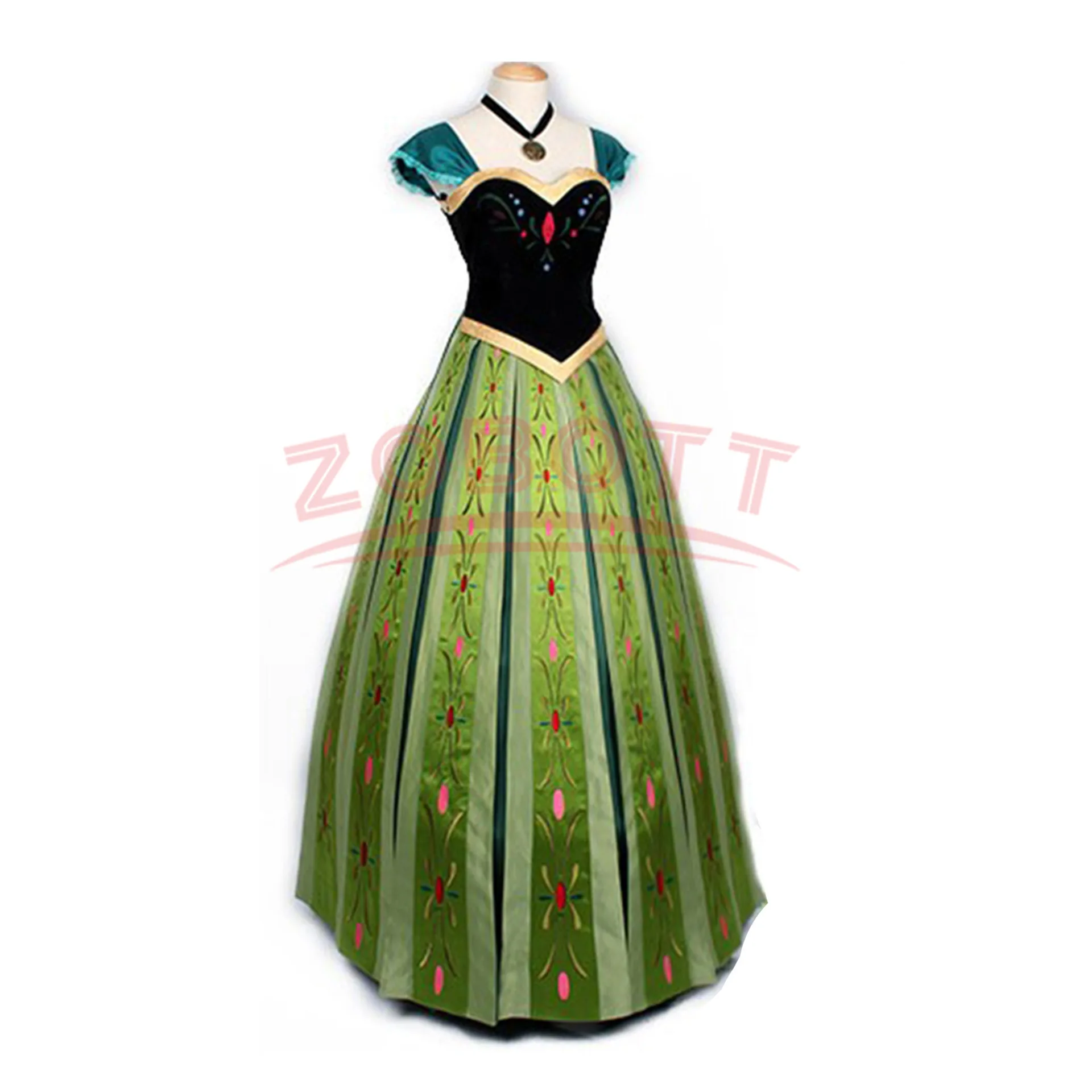 Anna Cosplay Costumes Movie Frozen Princess  Anime Women Female Adult Dress Clothing Necklace Suit Carnival Party