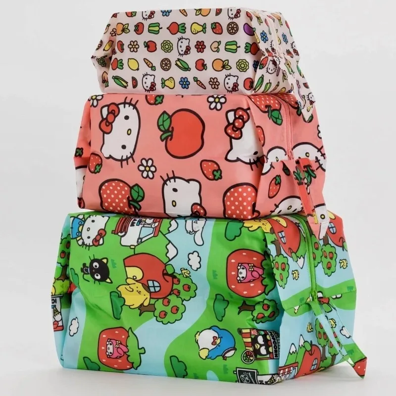 

3pcs/Set Kawaii HelloKitty Storage Bag Cute Cartoon Portable Shoes Socks Clothes Travel Home Storage Bag Set Wholesale Gifts