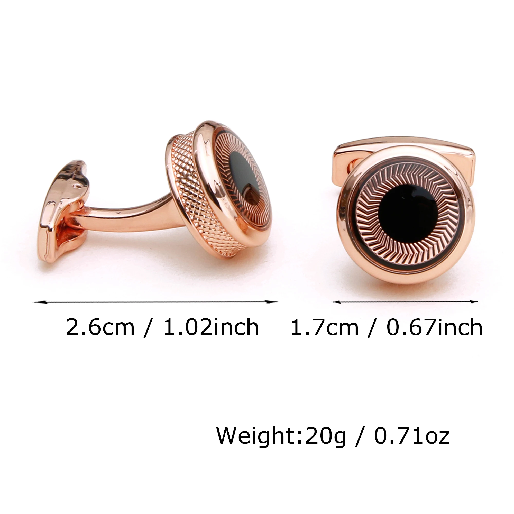 Cufflinks for Men TOMYE XK21S005 Cute Black Background Rose Gold Stripes Round Button Cuff Links Dress Shirts Jewelry