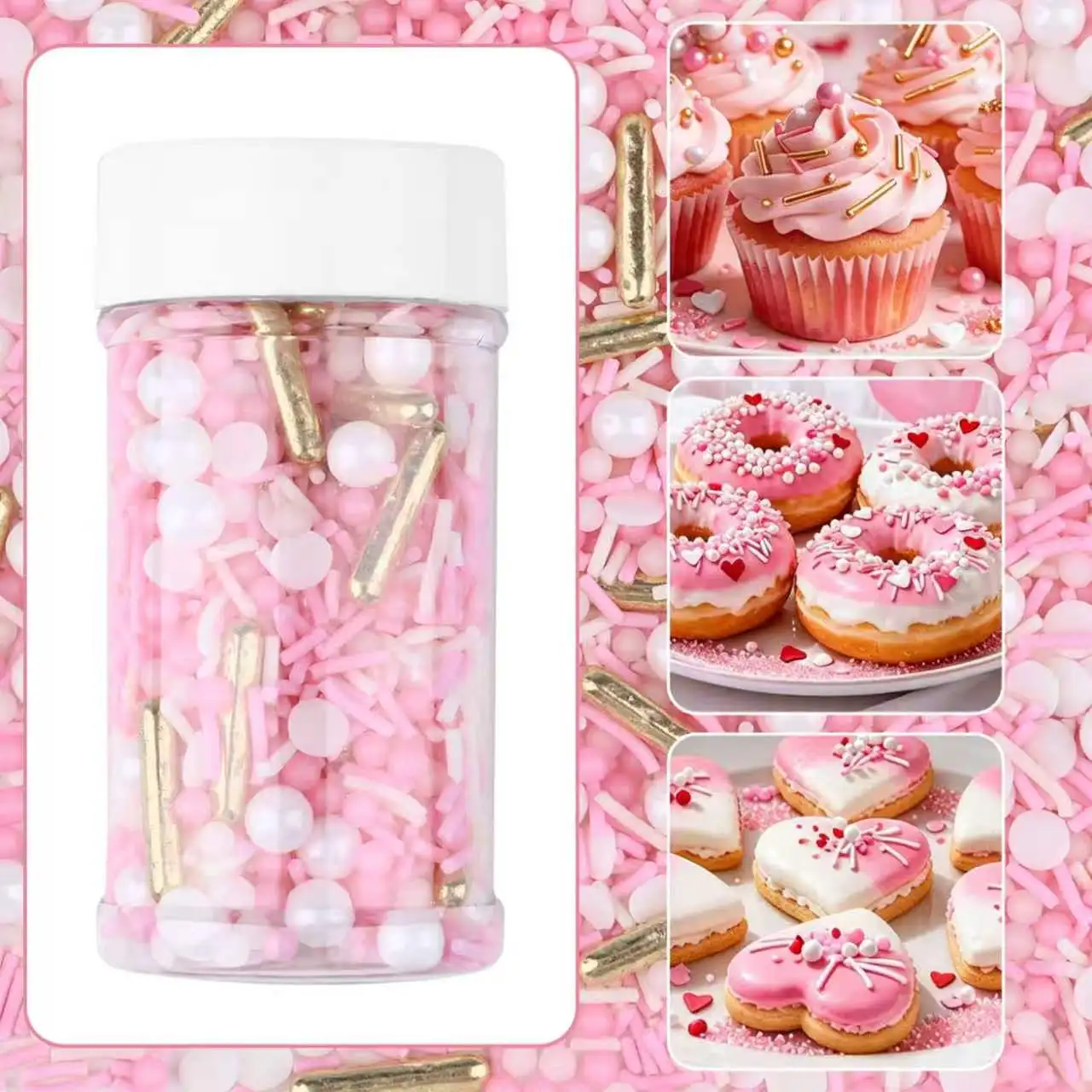 75g Sprinkles White Pink Pearl for Cake Decorations Baking Ice Cream Cookies Cupcake Topper Matte Pearls for Cake Decorating