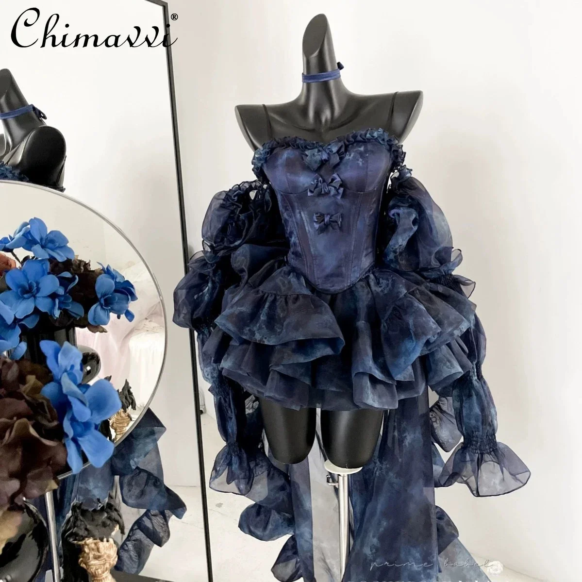 Princess Style Lolita Trailing Dress for Women Spring Summer New Sexy Girl Tube Top Birthday Party Dress Elegant Fluffy Dresses - Image 3