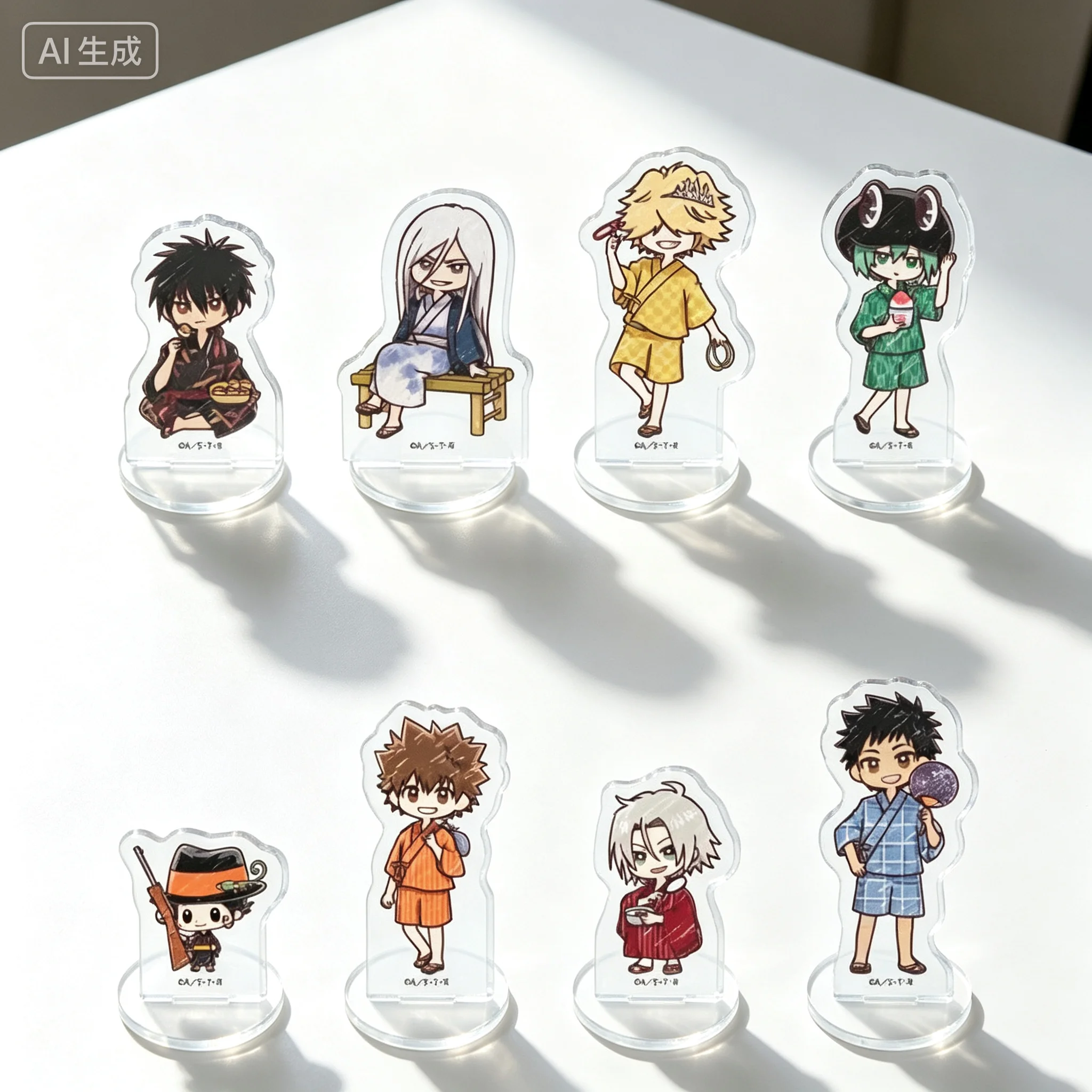 Anime Katekyo Hitman Reborn! Q-style Graffiti Yukata Ver Reborn Tsunayoshi Sawada Acrylic Stand Model Plate Keychains Desk Decor