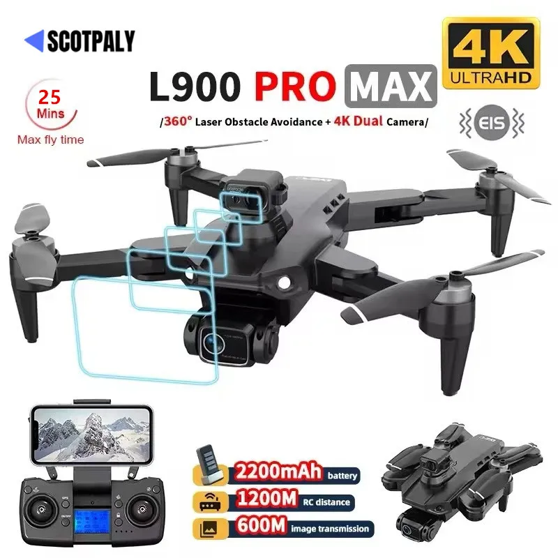 L900 Pro MAX 전문가용 드론, 4K 카메라, 와이파이 360, 장애물 회피, 광학 흐름, FPV 브러시리스 모터, 쿼드콥터, RC 드론