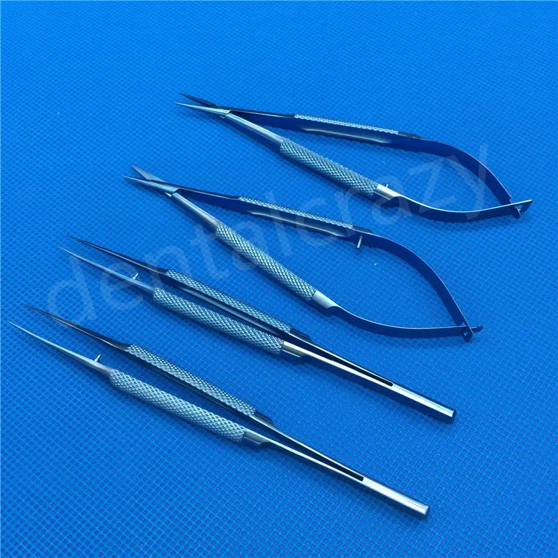 4pcs/set 14cm Titanium microsurgical instruments microsurgery instruments Kit scissors needle holder forceps