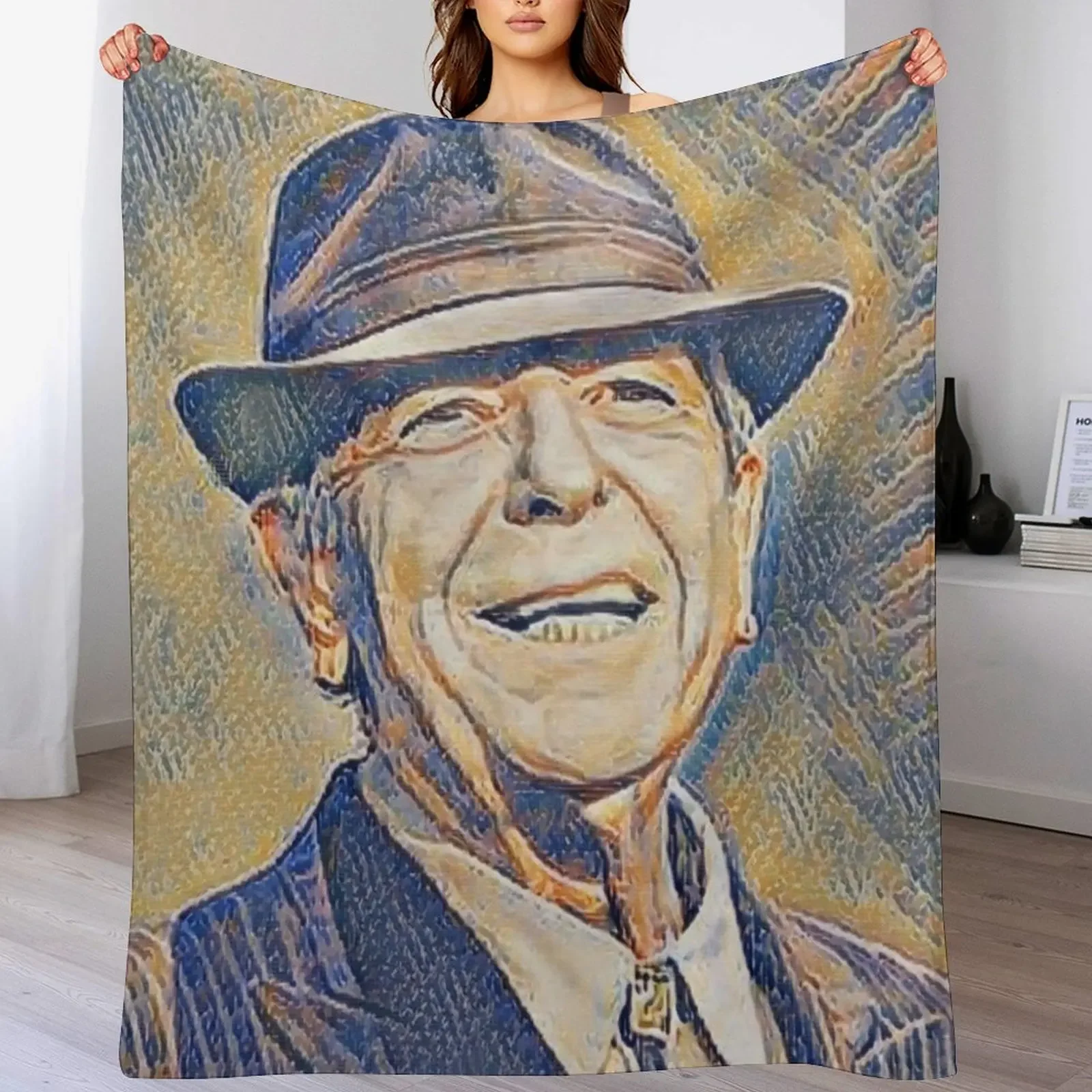 Leonard Cohen | Var05-02 | High Quality | original digital drawing by Aryan Shahabian Throw Blanket Soft Beds Blankets