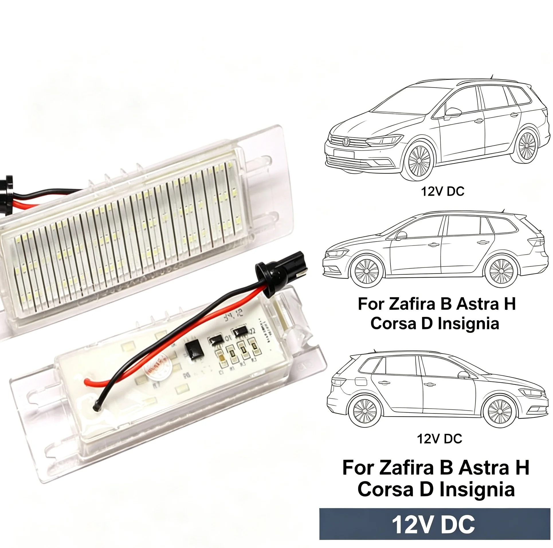 2Pcs Canbus LED License Lamp 18SMD 7000K White 12V For Astra H Corsa D Zafira B Insignia - view 3