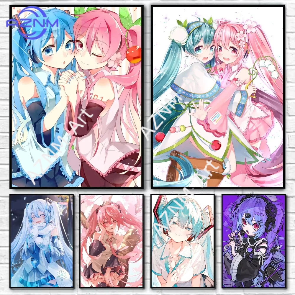 1pc H-Hatsunes M-MikU Poster Self-adhesive Art Waterproof Paper Sticker Coffee House Bar Room Wall Decor