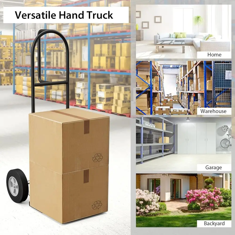 รถเข็นมือแบบ Heavy-Duty รับน้ำหนักได้ 660 ปอนด์ รุ่น Nightcore พร้อมด้ามจับแบบ P พับเก็บได้ ใช้ได้ทั้งในบ้านและคลังสินค้า ล้อสำหรับทุกสภาพพื้นผิว (สีดำ)