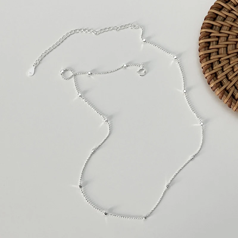 Neue S925 Silber Klassische 45CM 50CM Basic Quadratische Perlenketten Choker Massive O-förmige Halskette Gedrehte Stabkette Singapur-Kette – Detail 10