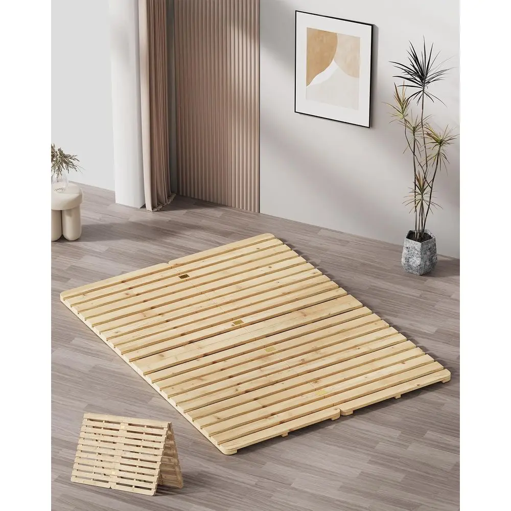 Queen Size Breathable Moisture-Proof Bamboo Bed Mattress with Slatted Base