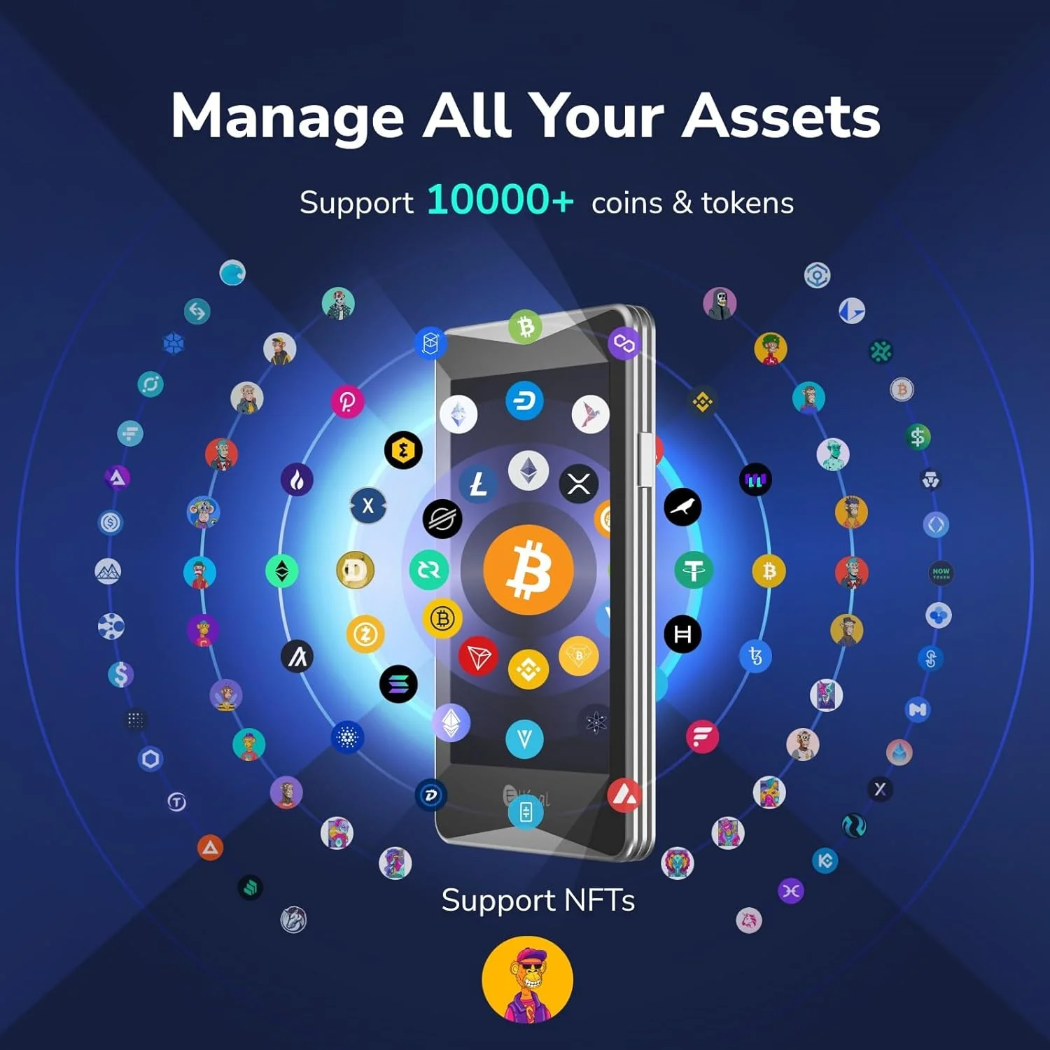 ELLIPAL Titan 2.0 encrypted cold wallet, hardware wallet, 100% offline, air gap - the most secure encrypted wallet that can acco