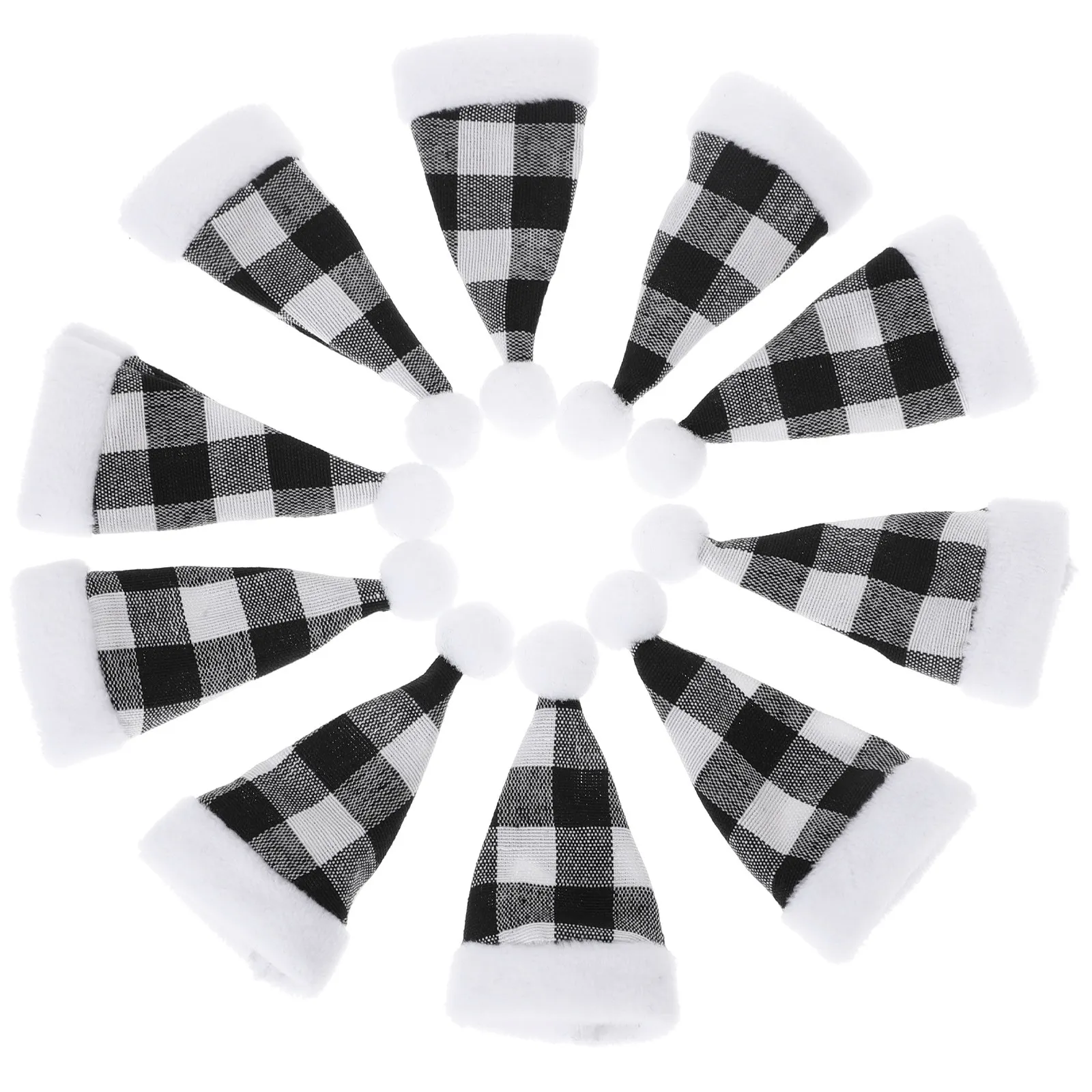 10Pcs Mini Xmas Hats Christmas Lollipop Candy Caps Santa Hat Party Favors DIY Crafts Decoration Utensil Holder for Party