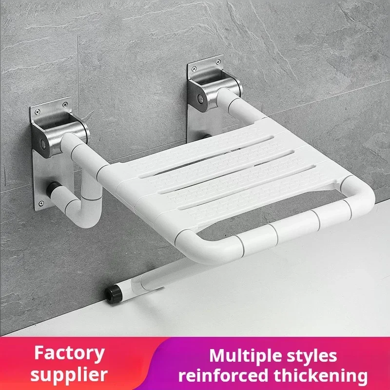 Modern Stainless Steel Wall-Mounted Folding Shower Chair for Elderly for Home or Hospital Bathroom Use