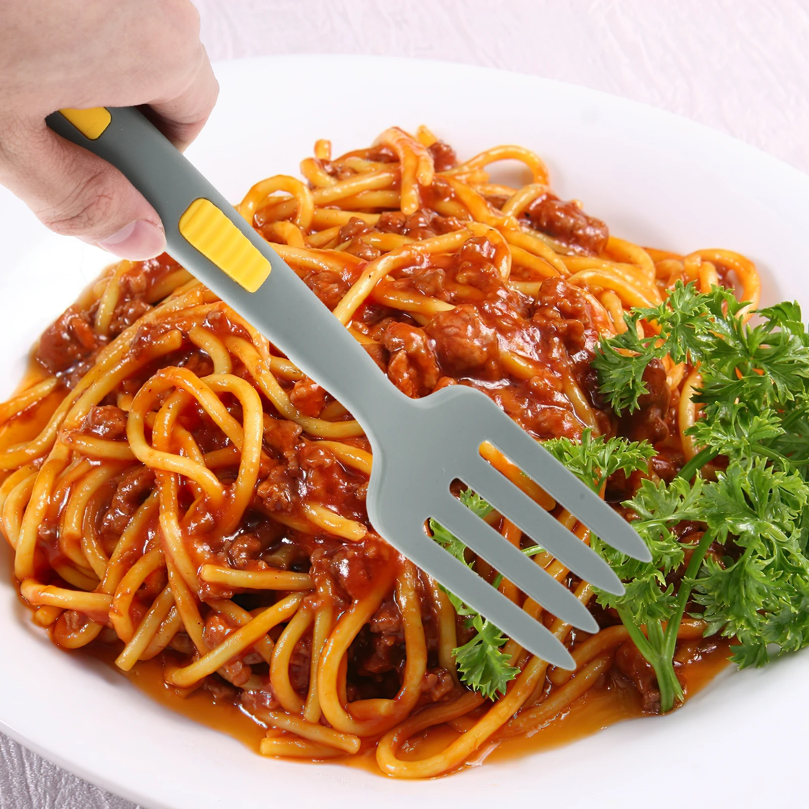 

Flexible Silicone Cooking Fork Food Salad Pasta Noodle Server Household Kitchen Tool Gadget Supply Large Reusable Wear-Resistant