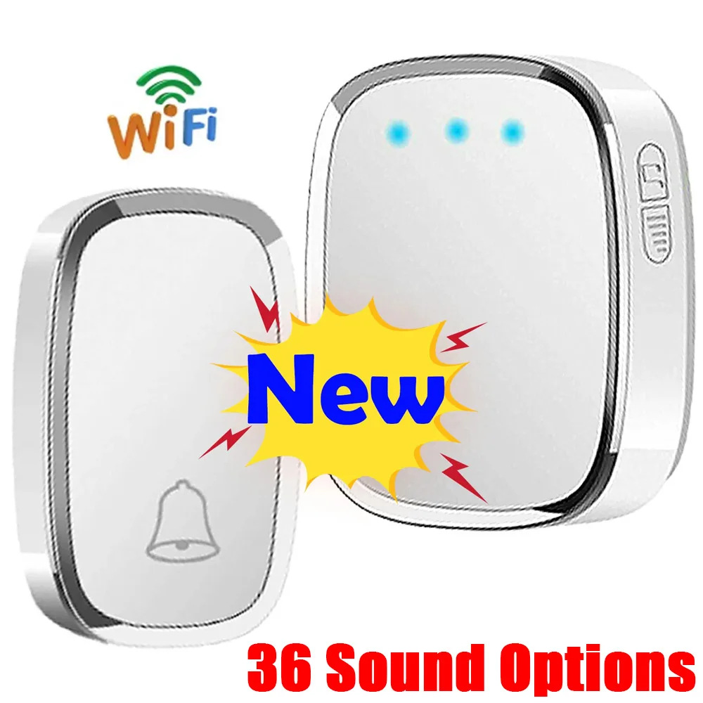 Wireless Doorbell Waterproof Wall Plug-in Cordless Door Bell with 300M/1000Ft Long Range, 4 Levels Volume 36 Melodies Ringstones