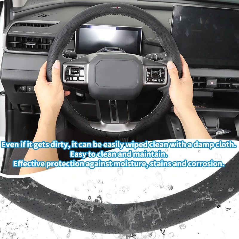 Leather Car Steering Wheel Cover Fully Perforated Wheel Interior For Honda Type R Mugen Power Civic 4d 10th Gen 8th CRV City 4
