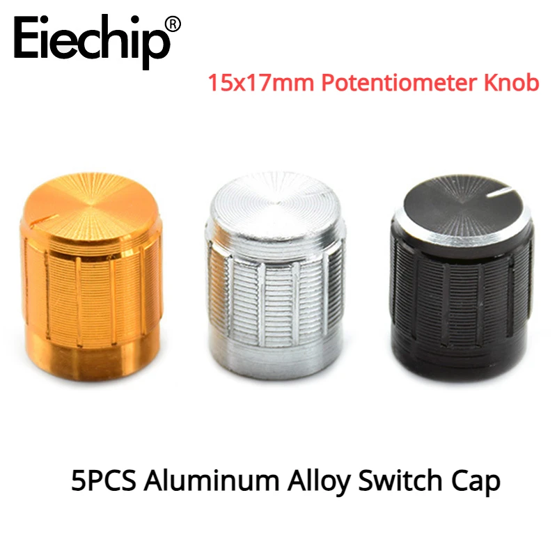 5PCS Black Silver Gold Aluminum Alloy Switch Cap 15x17mm Potentiometer Knob Encoder Switch Plum Blossom Axis D Axis Half Axis