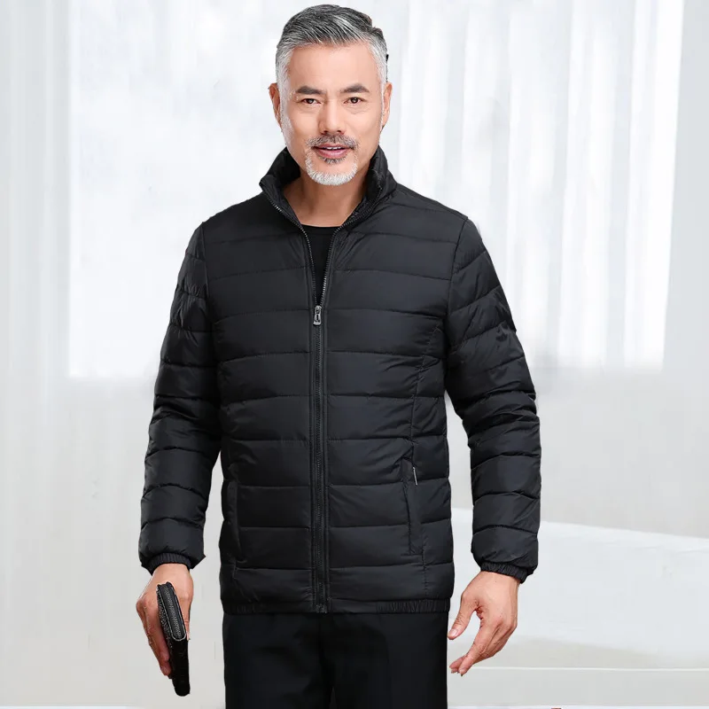 

New Casual Lightweight Cotton Jaet ort Sle Stand Collar Men's Wear for Middle-Aged And ly Large Size Coat