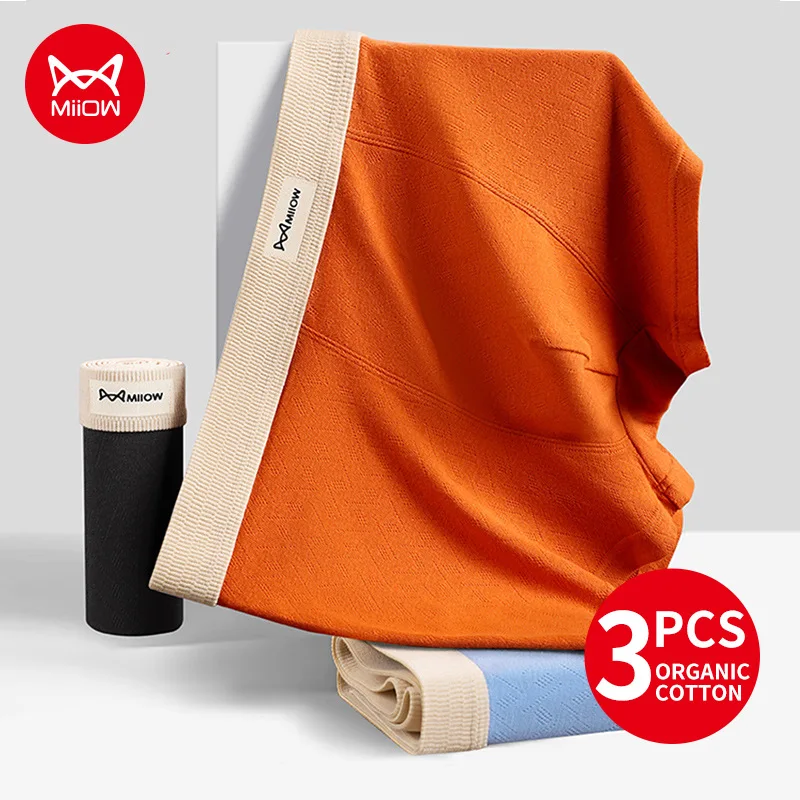 

MiiOW, 3 шт., осенне-зимние хлопковые мужские трусы-боксеры 10A с антибактериальной ластовицей, дышащие мужские трусы-боксеры, мужские трусы