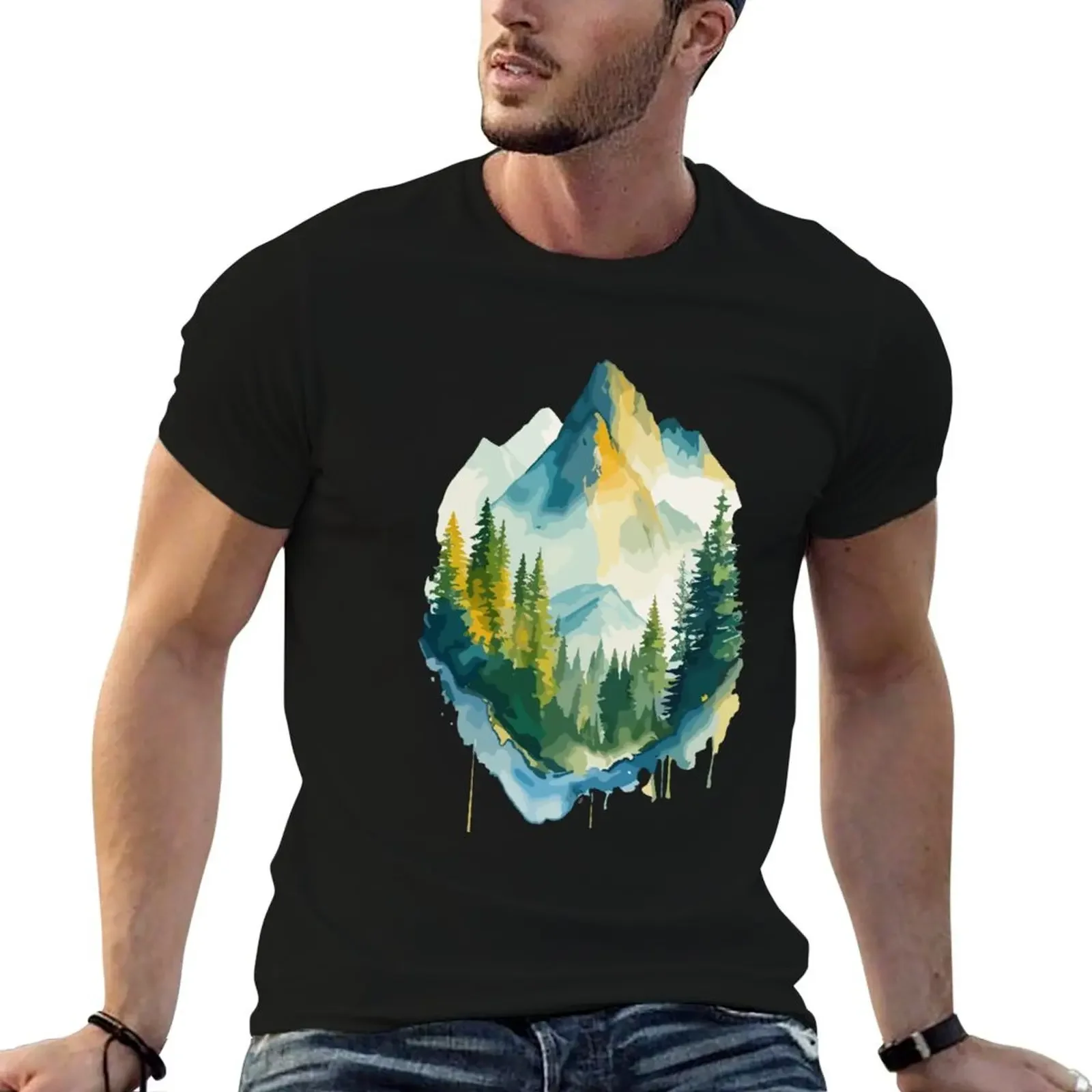 

Mountainscapes in Watercolor T-Shirt oversized t shirt anime blanks Personalized t-shirt mens fashion