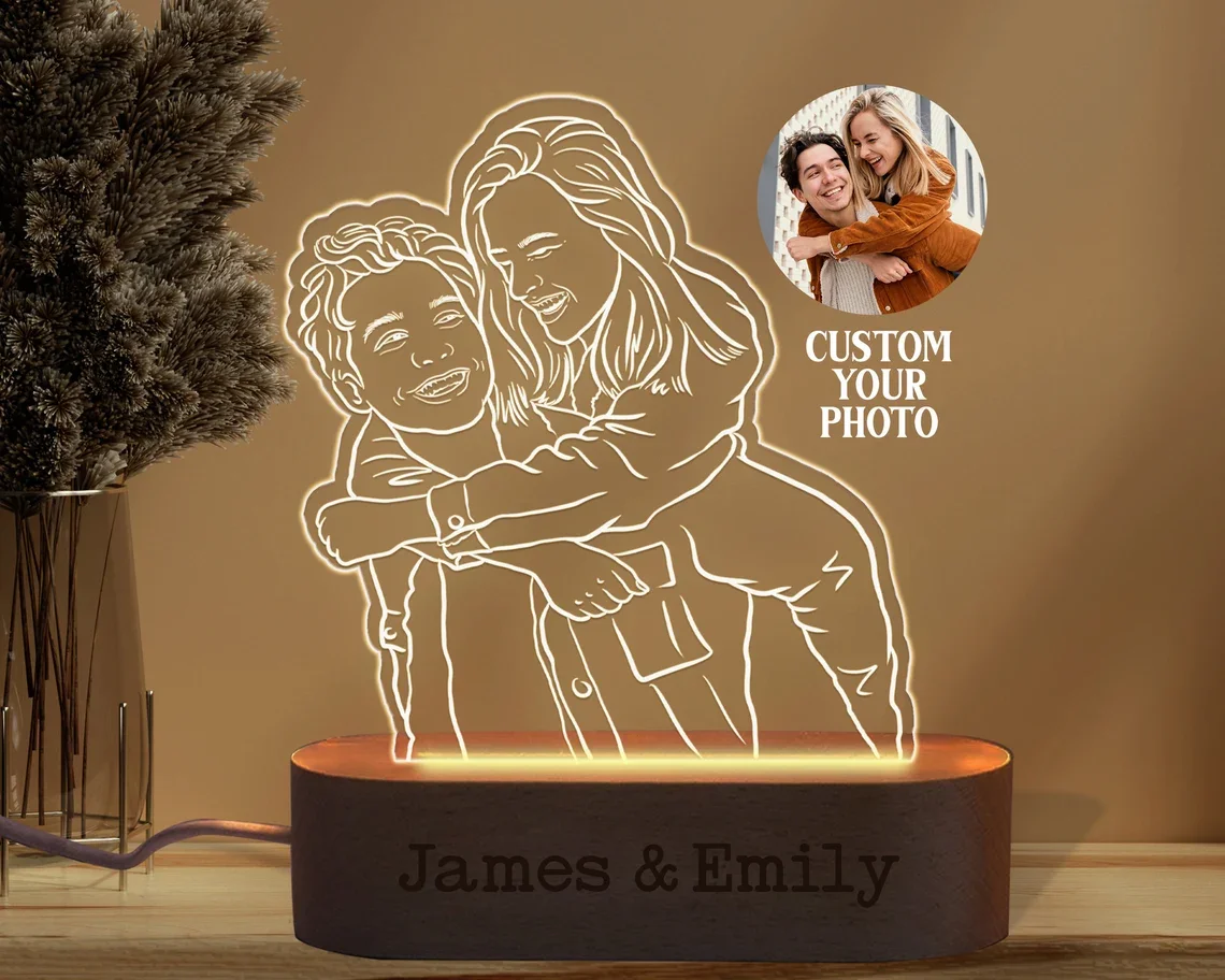 Personalized Gift Photo LED Lamp Acrylic Portrait Picture Frame Customized Anniversary Wedding Valentine Day 3D Night Light Gift