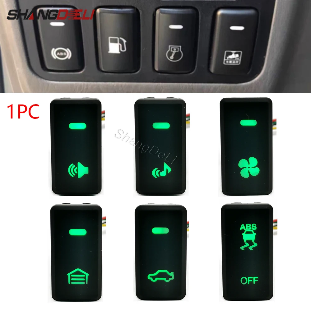 1PC Car LED Light Fan Music Horn Garage Trunk ABS Traction Control Button Switch For Toyota FJ Land Cruiser Prado 120 LC100