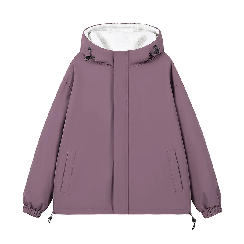 

Customized LOGO Men's Double-Sided Jacket Spring, Autumn and Winter Hooded Lamb Fleece Casual Jacket Thickened Couple Top