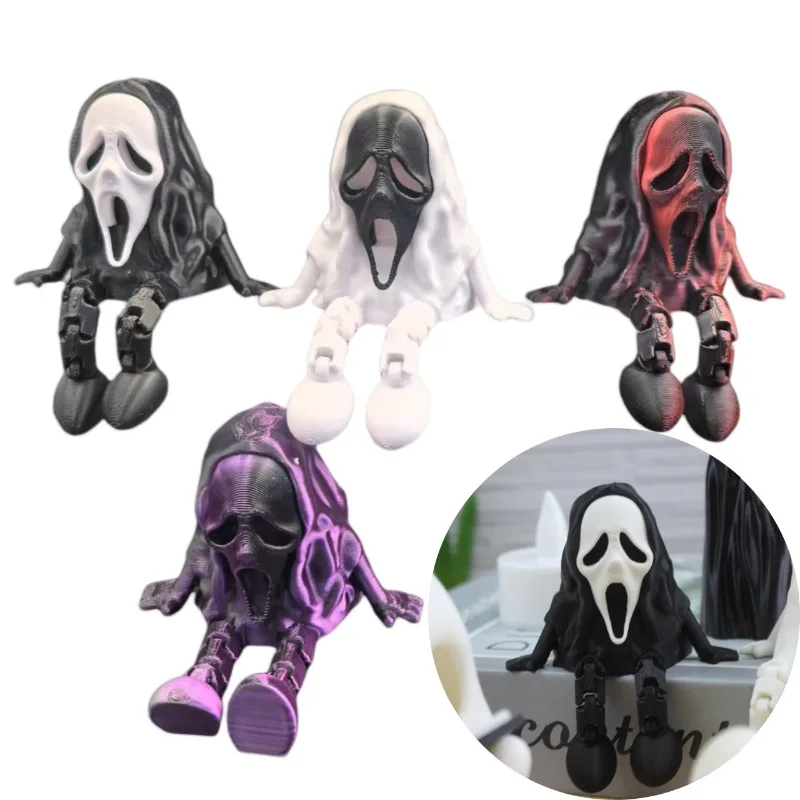 

Halloween 3D Printed Ghost Figurines Fidget Toy Joint Movable Model Room Decor Car Decoration Desktop Ornament Gift Children Toy