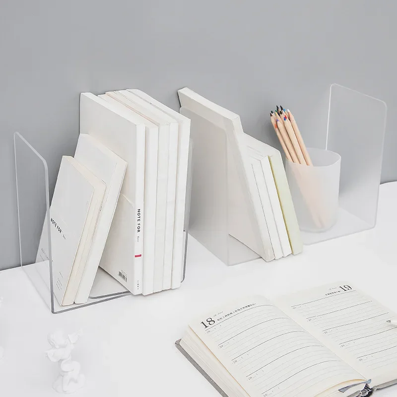 

L-shaped Desktop Book Holder, Desk Organizer, School Stationery, Office Accessories, Clear Acrylic Bookends