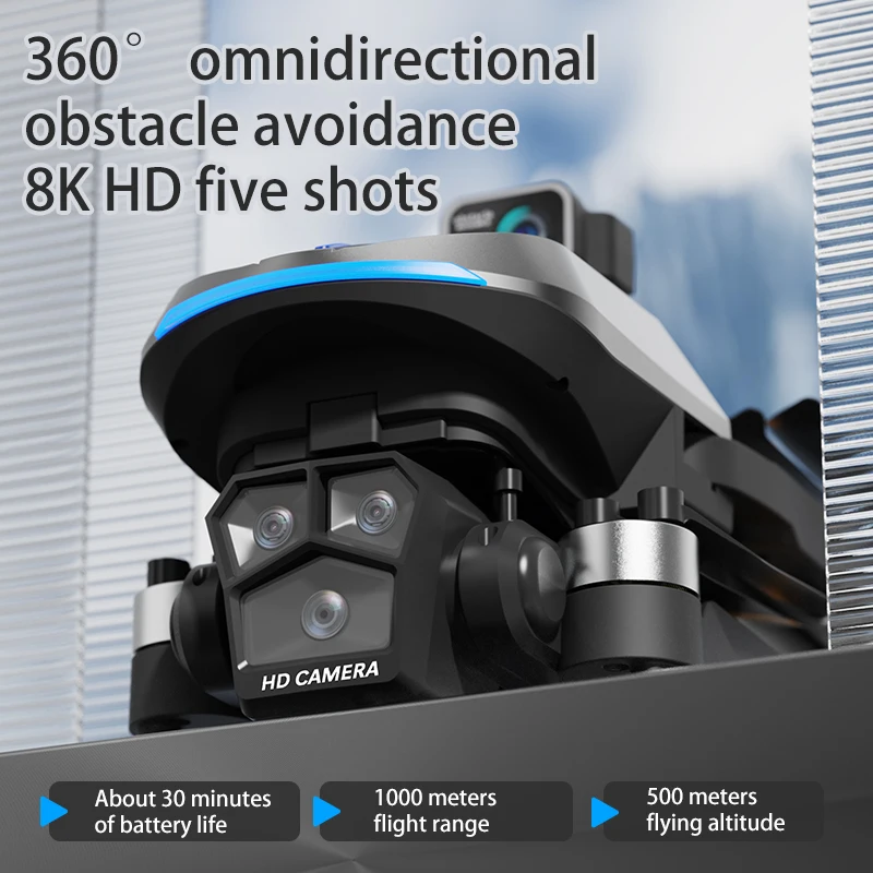 AE8 EVO نظام تحديد المواقع بدون طيار 8K HD أربعة كاميرا فرش RC الطائرات EIS المضادة للاهتزاز تجنب العوائق التدفق البصري تحوم طائرات بدون طيار لعبة