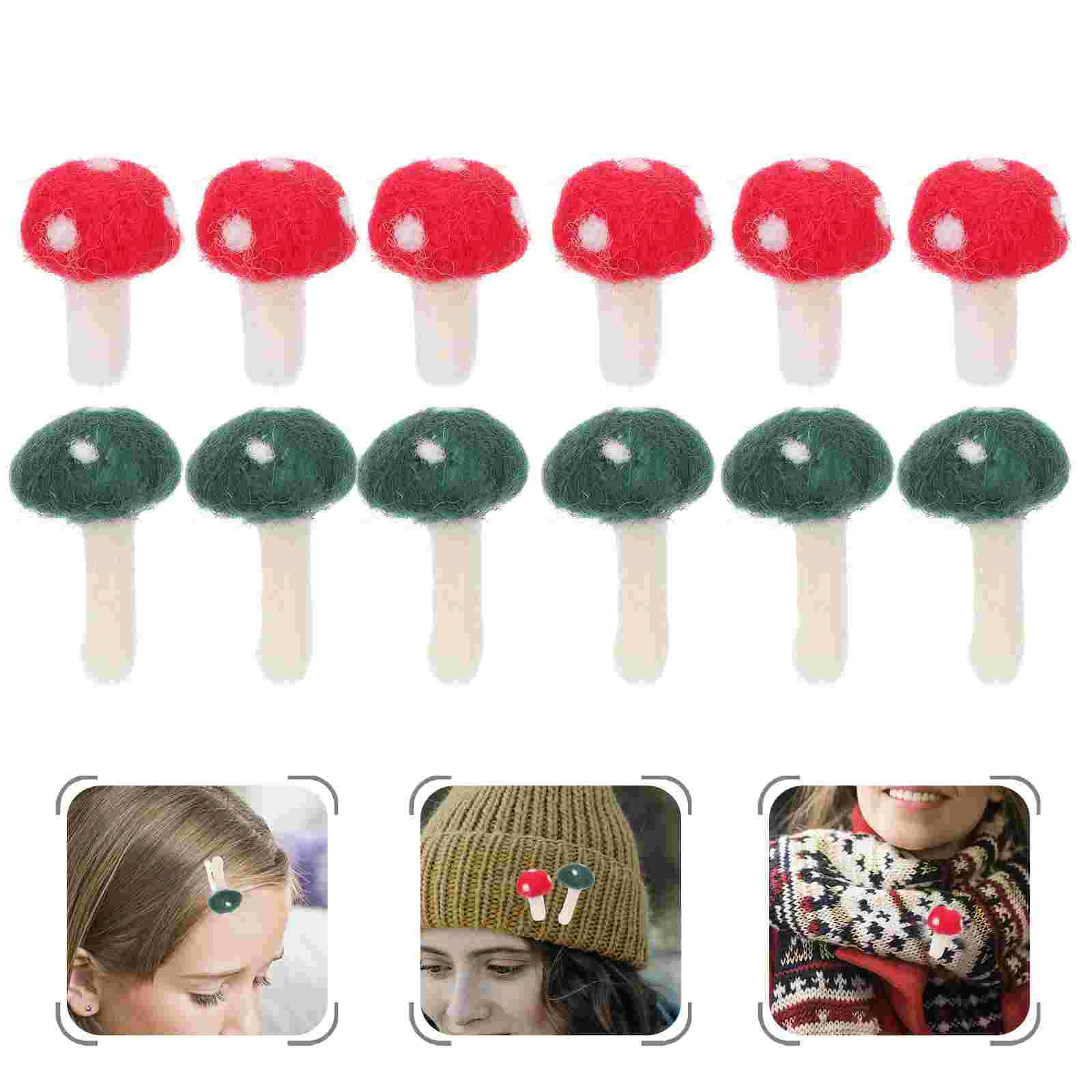 12 Pcs Home Accents Decor Felt Mushrooms Headdress Ornament Small DIY Garland Child Rustic Decorations