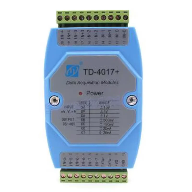 

TD-4017 Промышленный 8-канальный аналоговый вход для связи RS485 Карта сбора данных сигналов MODBUS-RTU Модуль коллектора 4–20 мА