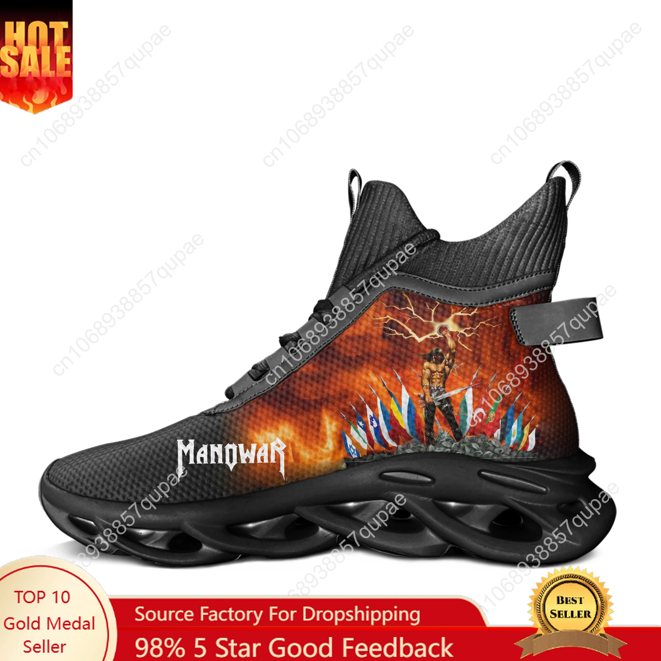 

Manowar Band High Top Flats Sneakers Rock Singer Men Women Sports Running Shoes Sneaker Lace Up Mesh Footwear Custom Shoe