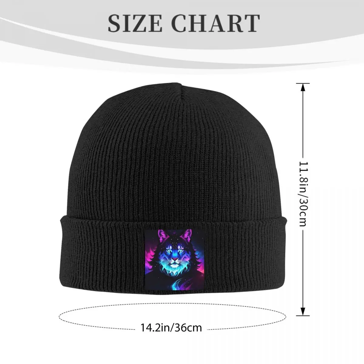 Cosmic Neon Tiger Spirit Space Galaxy Wolf Lion Face Warm Knitted Cap Bonnet Hat Autumn Winter Outdoor Hats for Unisex Adult