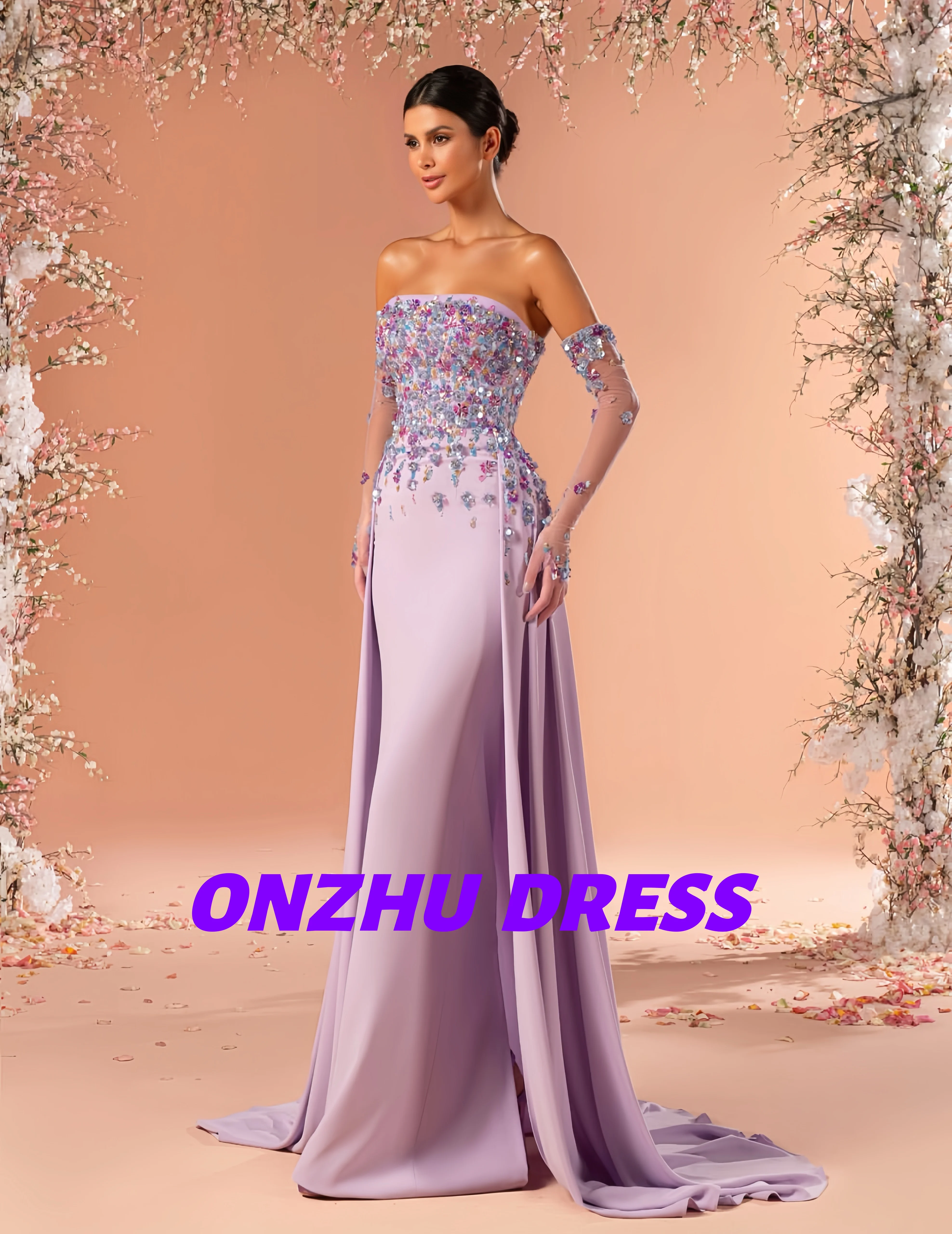 

Атласные вечерние платья русалки без бретелек с длинными рукавами по индивидуальному заказу, роскошные вечерние платья, платья de gala, вечерние платья d