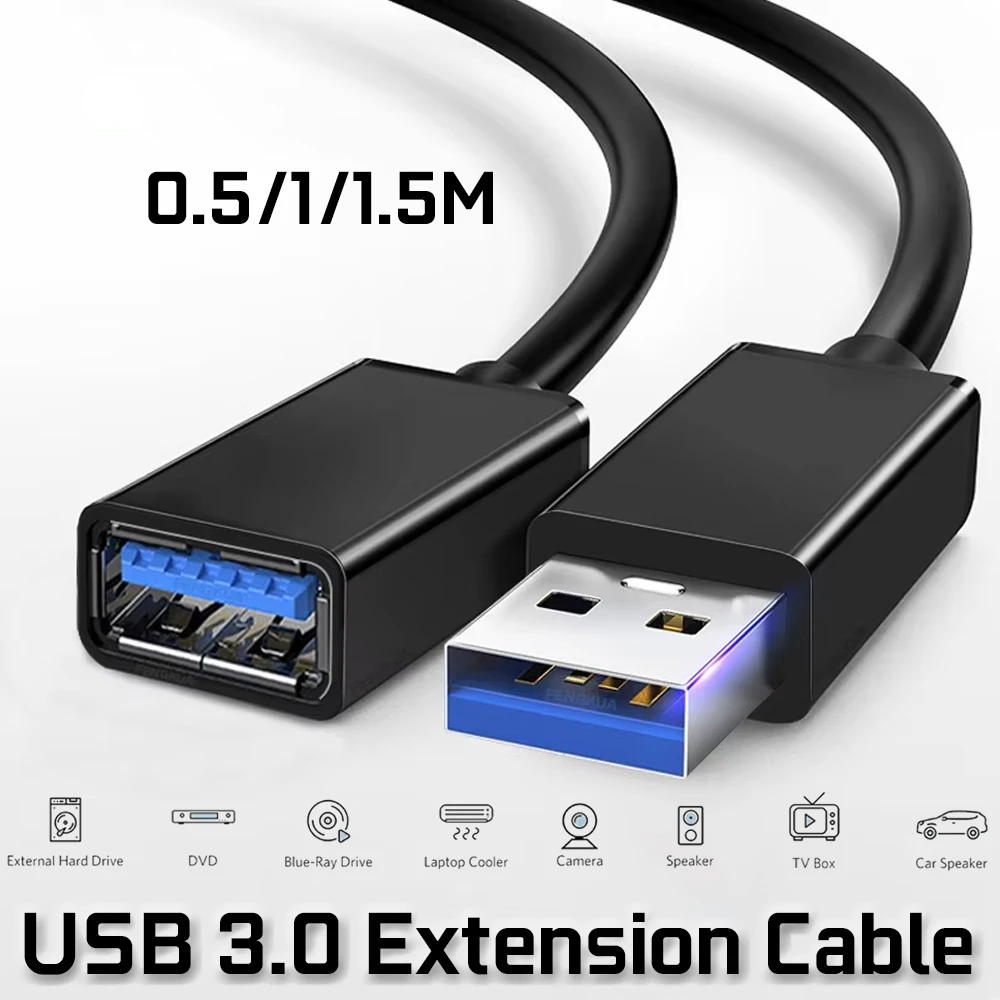 

Кабель-удлинитель USB 3.0 (0.5/1/1.5 м), штекер-гнездо, 5 Гбит/с, для ноутбуков, телевизоров, SSD, USB-устройств, ПК, PS3, компьютеров, камер, принтеров