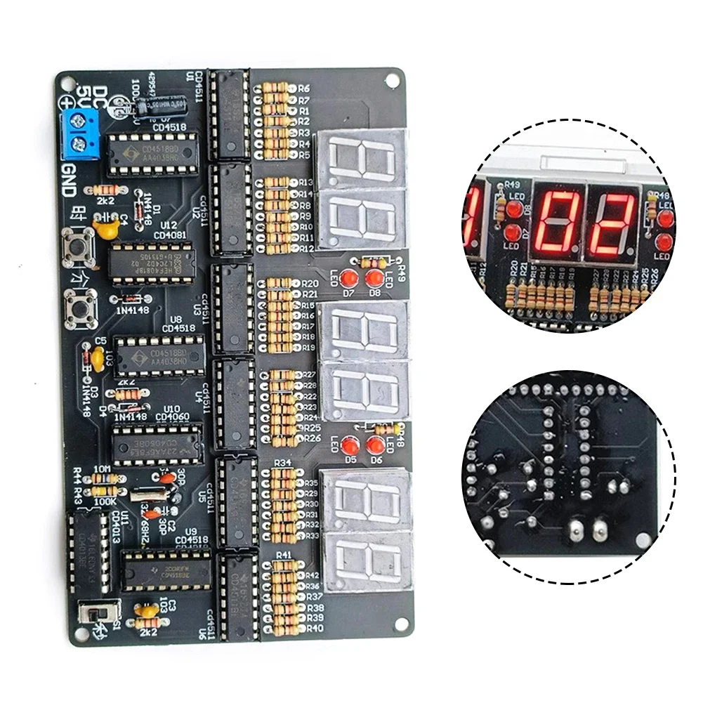 DC 4.5-5.5V 6-Bit Digital Circuit Clock Kit For Electronic Clock Teaching Training Welding And DIY Parts Production