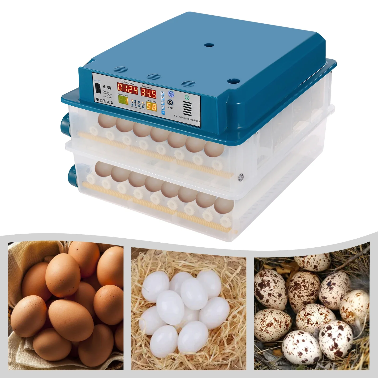 120 Egg Incubator, Farms Nurture Right Egg Incubator for Hatching Chicks, Automatic Egg Turner with Temperature Control