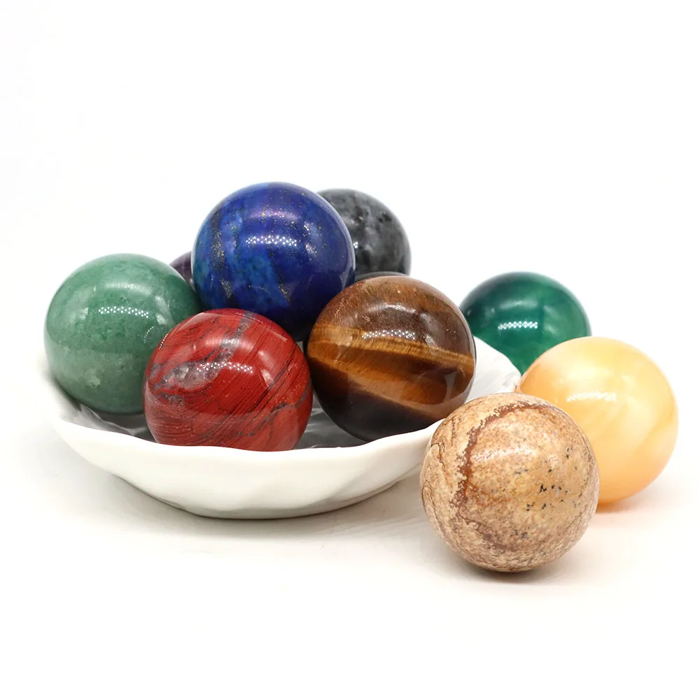30mm Natural Stone Ball Polished Globe Amethyst Lapis Gemstone Massaging Sphere Chakra Reiki Healing Crystal Balls Home Decor