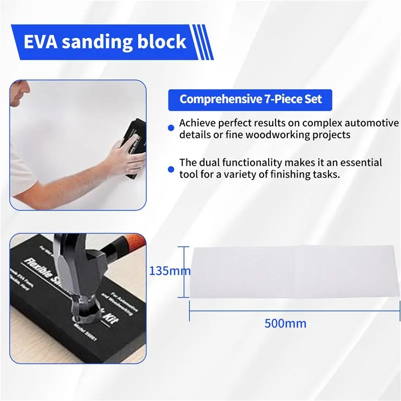 Goodprice Sanding Block Kit of 7 with Sandpaper Sheet,Hand Abrasives Auto Body Sanding Block Set for Automotive Paint Sand