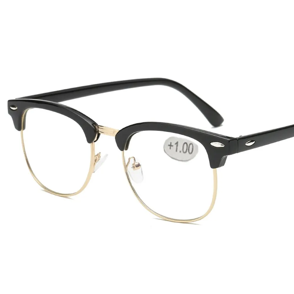 Square Reading Glasses Blue Light Blocking Frame Metal Computer Eyeglasses Unisex Black Clear Eyewears with Prescription Lens