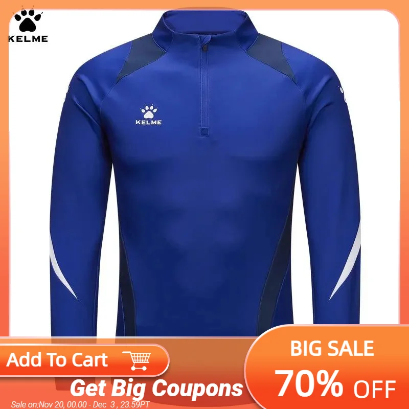 

KELME Karl Mei Half Zipper Long Sleeve Sports Hoodie Men's Running Training Soccer Hoodie Basketball Jacket