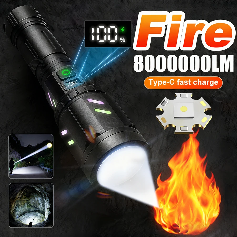 

Ультра мощный фонарик с концентрирующим зажиганием, водонепроницаемый военный тактический фонарь, уличный фонарик для кемпинга, приключений, охоты, мощный фонарик