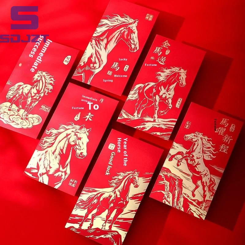 6Pcs Chinese New Year Money Envelope Lucky Red Pockets 2026 Horse Year Spring Festival Red Envelope Marriage Birthday Envelope