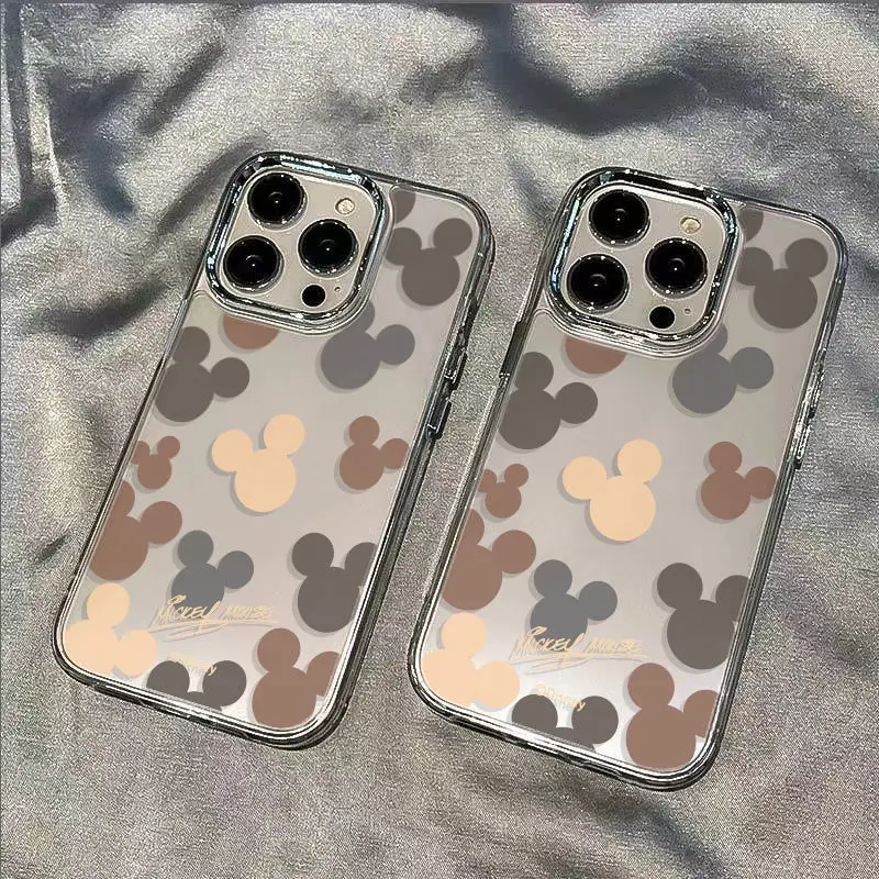 Disneys Mickeys Minnies Mouses Full Screen Brown Phone Case For iPhone 15 14 13 12 11ProMax 78Plus XR XS MAX Y2K Cute Back Cover