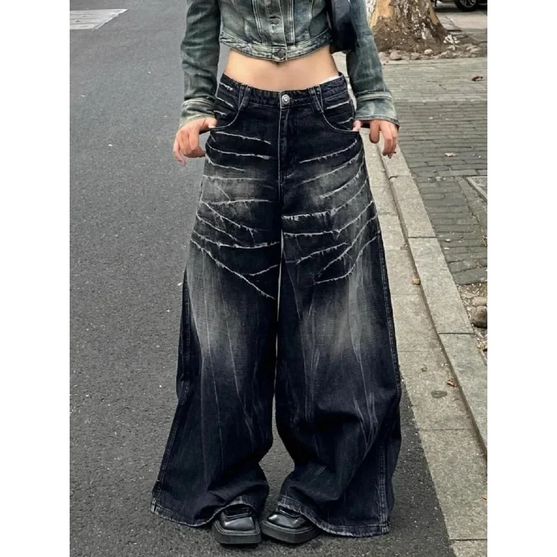 Deeptown Y2k America Style Oversized Jeans Woman High Street Harajuku Baggy Denim Vintage Gothic Grunge Aesthetic Trousers