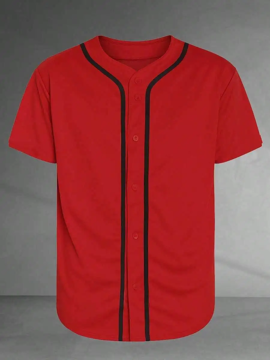 Men's Classic Solid Color Baseball Jersey Plain Casual Button-Up Shirt Short Sleeve Sports Baseball Uniform Suitable For Party