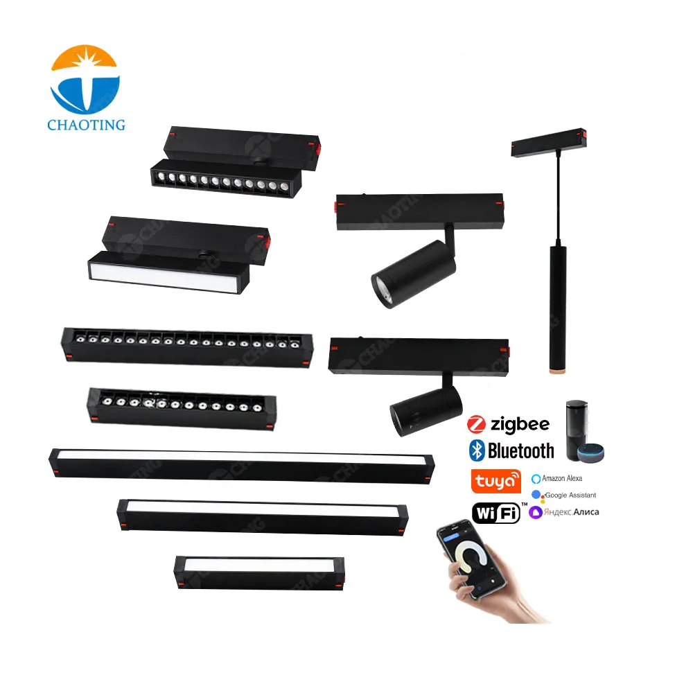 Commercial 2 Wire Track Light Magnet System Linear Pendant Spot Lights Safety Voltage 90-265V Luce A Binario Magnetico