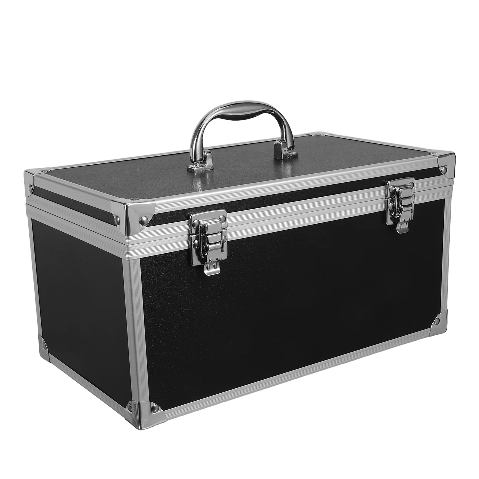 صندوق أدوات من سبائك الألومنيوم متعدد الوظائف صندوق تخزين أسود منظم أجزاء محمول حقيبة حمل صلبة لأدوات المنزل والسيارة