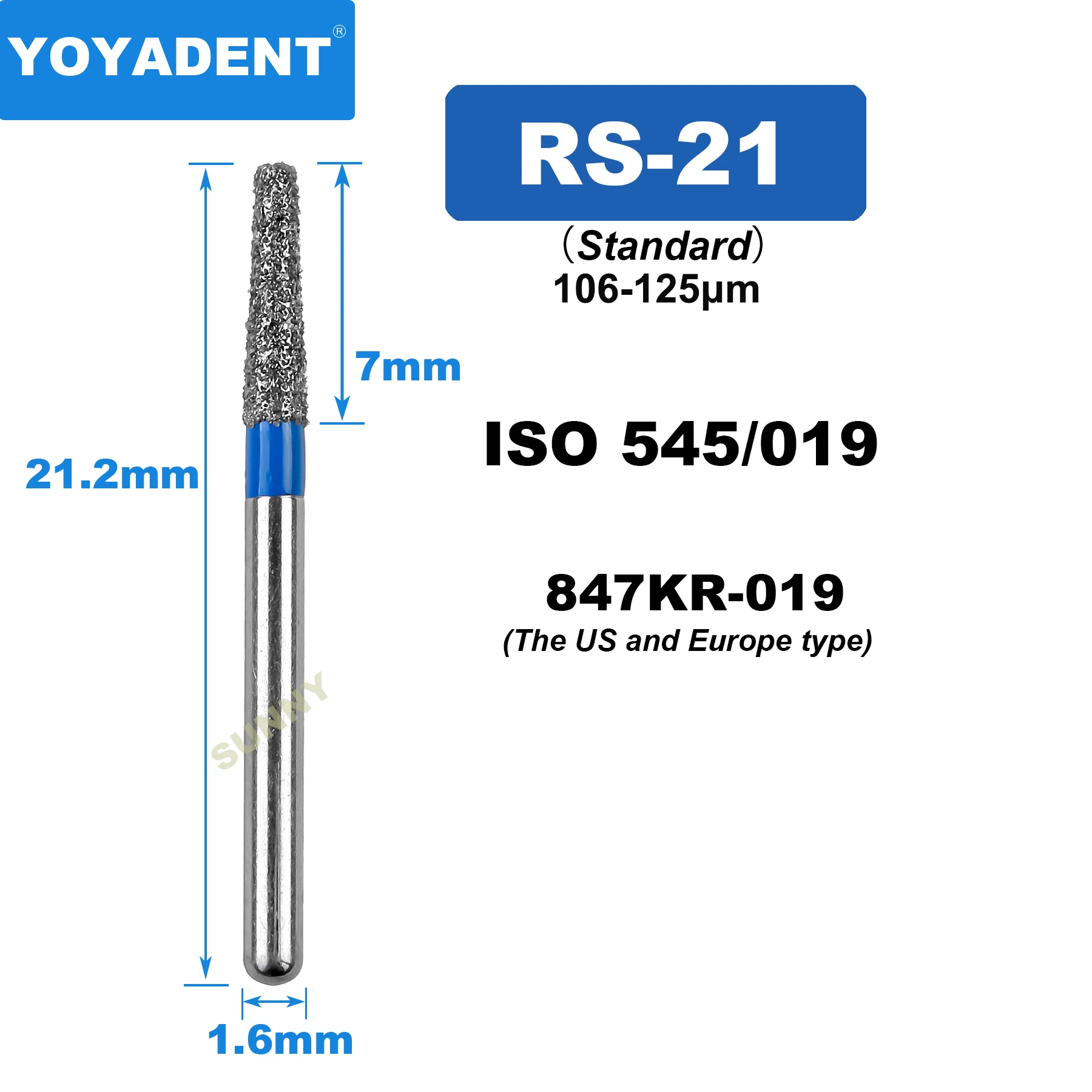 Jenis RS standar bor gigi berlian strawberry kedokteran gigi Burs untuk kecepatan tinggi Handpiece dia.1.6 mm 10 buah/pak